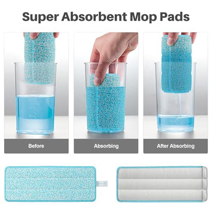 JOYMOOP Microfiber Replacement Pads for Flat Mop System, 13" Mop Head Refills Compatible with JOYMOOP Bucket Set, 4-Pack, Grey and Cyan Blue - color: 4 Pcs 13" - 4 Cyan Blue, size: 13.0 × 4.9 Inch