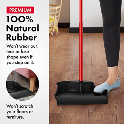 Tyroler Multi-Purpose Large 100% Rubber Dustpan for Dry & Wet Floor | New 105 cm Long Aluminum Anti-Rust Handle | Compatible with Any Size Broom and Squeegee | Floor Cleaning Indoor and Outdoor