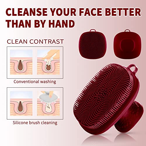 Silicone Face Scrubber for Men Facial Cleansing Brush Silicone Face Wash Brush Manual Waterproof Cleansing Skin Care Face Brushes for Cleansing and Exfoliating (red) - color: Red