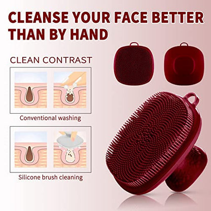 Silicone Face Scrubber for Men Facial Cleansing Brush Silicone Face Wash Brush Manual Waterproof Cleansing Skin Care Face Brushes for Cleansing and Exfoliating (red) - color: Red