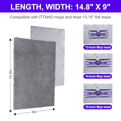 3-Pack Microfiber Mops Refill Pads for 14 Inch Mop (Gray) - color: Gray