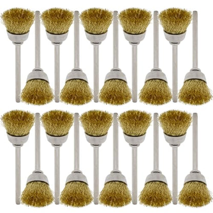 20PCS Brass Wire Brushes - Metal Rust Removal, Cleaning, and Polishing - 15mm Diameter, 1/8″ (3mm) Shaft - Removes Burrs, Dust, and Oxide Layer - Handles Rough Surfaces - Rotary Tool Accessories - style: Brass Wire Brush 3*15mm 20PCS