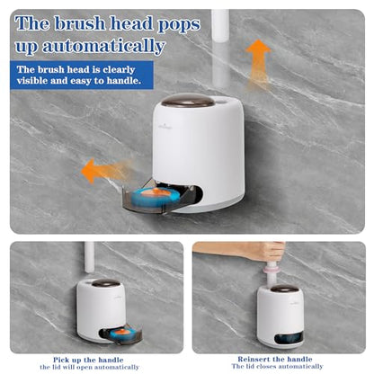 PeiTuSangJin Disposable Toilet Brush Wand kit,Auto-Ejecting32 Refills | 360° Dead-Angle-Free Cleaning,3 Air-Purifying Scent Rings,Wall-Mounted Disposable Toilet Brush(1+32) - color: 1-32 Replacement Heads