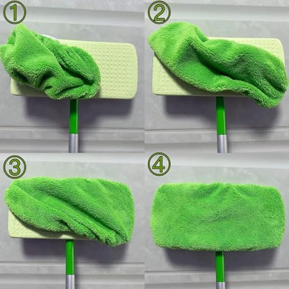 Microfiber Mop Pads - 3 Pack Reusable Washable Refills for Wet & Dry Floor Cleaning - Fits Most Standard Mops - Green Household Cleaning Pads - color: Green