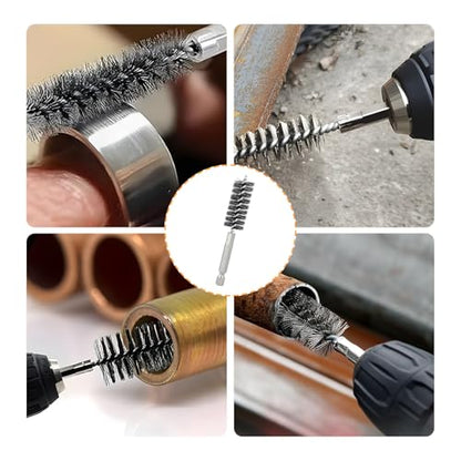 Bore Brush for Drill – 8pcs Stainless Steel Wire Tube Brush in Different Sizes, Twisted Wire Cleaning Brush with 1/4" Hex Shank, bore Brush Copper Pipe Cleaner for Power Drill & Tube Cleaning - style: 8pcs