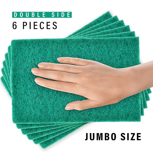 DecorRack 6 X-Large Scouring Pads 9" x 6" Extra Large Dish Pad for Heavy Duty Cleaning, 100% Bigger Than Standard Size (6 Pack)