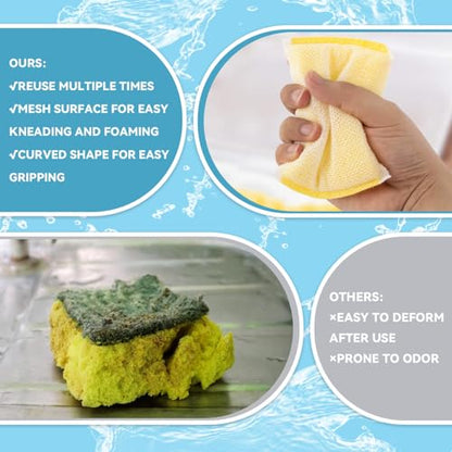 MAQIHAN Sponges Kitchen Scrubbing Pad - 9PCS All-Purpose Non Scratch Scrubbing Sponges, Scouring Pads for Washing Kitchen Stove, Dish, Bowl, Pot, Sink, Bathtub, Reusable Cleaning Pad Dish Sponge