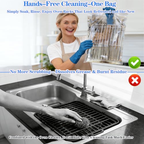 Oven Rack Cleaning Bags, Heavy Duty No Scrub Oven Rack Cleaning Bags, Reusable Leak-Resistant PE Bags for Deep Soaking Grill Grates, BBQ Racks, No Cleaner Included, 5 Pack (27.5''*19.6'') - size: 1 Count (Pack of 5)