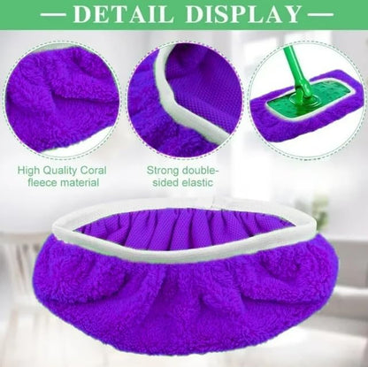 Microfiber Mop Pads - 3 Pack Reusable Washable Refills for Wet & Dry Floor Cleaning - Fits Most Standard Mops - Purple Household Cleaning Pads - color: Purple