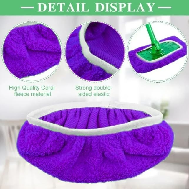Microfiber Mop Pads - 3 Pack Reusable Washable Refills for Wet & Dry Floor Cleaning - Fits Most Standard Mops - Purple Household Cleaning Pads - color: Purple
