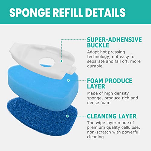 Dish Wand Refills with Hole, Non-Scratch Dishwand Refill Replacement Sponge | Fits Scrub Soap Control Handle, Heavy Duty Bulk Sponges Heads 12Pcs, Dispensing Scrubbers for Kitchen Dishwasher Cleaning Tub - size: 12Pcs