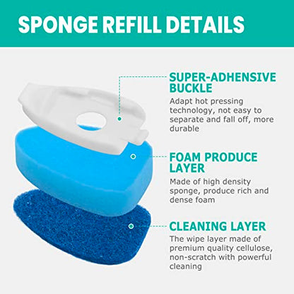 Dish Wand Refills with Hole, Non-Scratch Dishwand Refill Replacement Sponge | Fits Scrub Soap Control Handle, Heavy Duty Bulk Sponges Heads 12Pcs, Dispensing Scrubbers for Kitchen Dishwasher Cleaning Tub - size: 12Pcs
