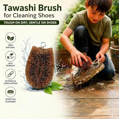 Pack of 3 Tawashi Vegetable Scrub Brush,100% Natural Coconut Coir Fiber VegetableBrush, Ideal for Fruit Scrub, Dish Brush for Kitchen Cleaning Needs, Kamenoko Japanese Design