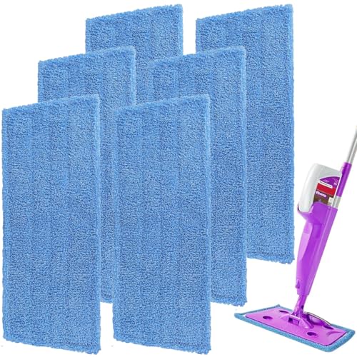 Sgizoku Mop Pads Replacement for Rejuvenate, Compatible with Rejuvenate Click N Clean, Resuable Microfiber Mop Refill Head, Easy to Replace, Machine Washable (6 Pack, Purple, Microfiber, Floor) - color: 6 Pack