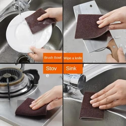 Diamond Sand Sponge Wiper Household Cleaning Cloth Kitchen Dishwashing Brush Pot Cleaning Cloth (5pcs) - color: 5pcs