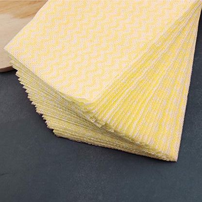 KMAKII 80 Pack Disposable Dish Cloths Heavy Duty Reusable Cleaning Wipes Dish Rags For Kitchen, 14 x 21 inches - Yellow - color: Yellow
