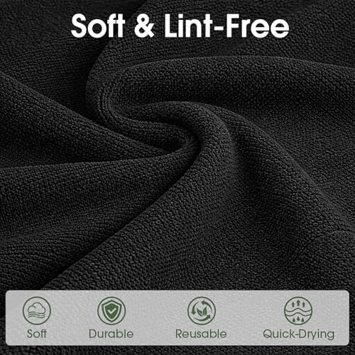 Microfiber Cleaning Cloth Roll - 100 Pack Tear Away Microfiber Paper Towels, Reusable, Washable, Scratch-Free, Kitchen Towels for Car, Home, Kitchen, Glass, Dishes (Black) - color: Black