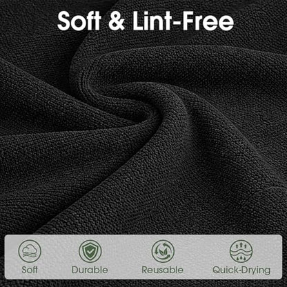 Microfiber Cleaning Cloth Roll - 100 Pack Tear Away Microfiber Paper Towels, Reusable, Washable, Scratch-Free, Kitchen Towels for Car, Home, Kitchen, Glass, Dishes (Black) - color: Black