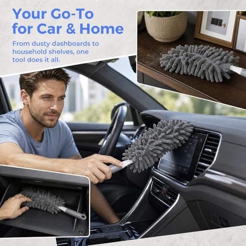Microfiber Duster for Cleaning, Car Duster Interior, Washable Duster, Feather Duster for Car Interior, Office, Furniture