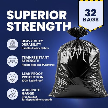 Plasticplace Contractor Trash Bags 42 Gallon 3.0 Mil Rolls Black Heavy Duty Garbage Bag 33.6” x 47.6” (32 Count) - color: Black, size: 32 Count (Pack of 1)