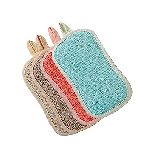 4 Pack Kitchen Scrub Sponge Dual Action Washing Up Cleaner Heavy Duty Scouring Pads Household Cleaning Wash Cloth (4)