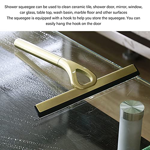 Shower Squeegee for Shower Doors, Stainless Steel Window Squeegees, Golden Elegant All-Purpose Wiper for Glass Doors Car Glass Bathroom Window Kitchen Mirror