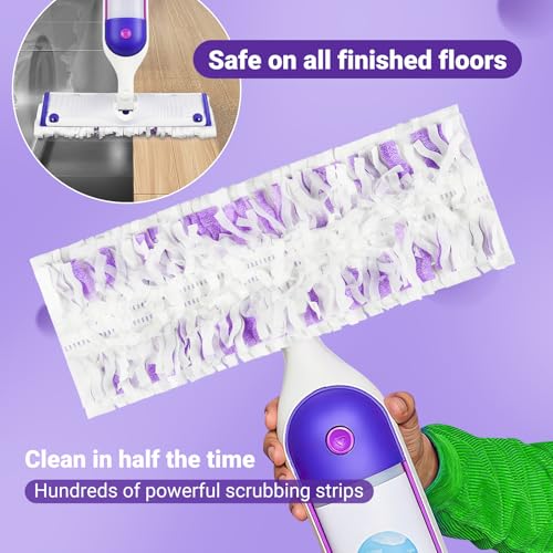 Pure Realm 54 Count Disposable Power Mop Pads Refills Compatible with swiffer PowerMop, PowerMop Wet Pads Rifill Cooperate with Swiffer Mop Refill Liquid Extra Absorbent, Traps Dust & Hair - color: Purple 54 Mop Pads