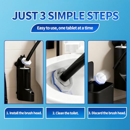 Disposable Toilet Bowl Brush with 36 Toilet Wand Refills Pads Replacement Heads, Toilet Cleaning Stick,Toilet Bowl Cleaner Wands Holder and Set, Toilet Cleaning System Starter Kit - style: Toilet brush+36 refills