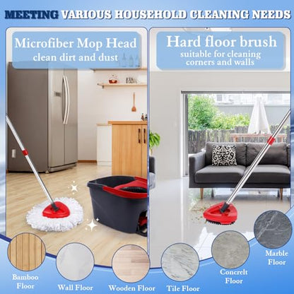 4 Pack Microfiber Mop Replacement Heads Compatible with Ocedar EasyWring 1-Tank System - Includes 1 Mop Scrub Brush Head, 1 Mop Base, Easy Cleaning Mop Head Refills (White) - color: 4 White Mop Heads+1 Gray Brush +1 Base, size: For 1-Tank
