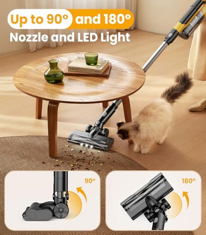 qimedo 8000mAh Cordless Vacuum Cleaner with 2 Batteries V2, 700W Powerful Suction, 90 Inch Extension Tube & 2L Dust Cup, 7 in 1 Stick Vacuum for Home, Hardwood Floor, Pet Hair