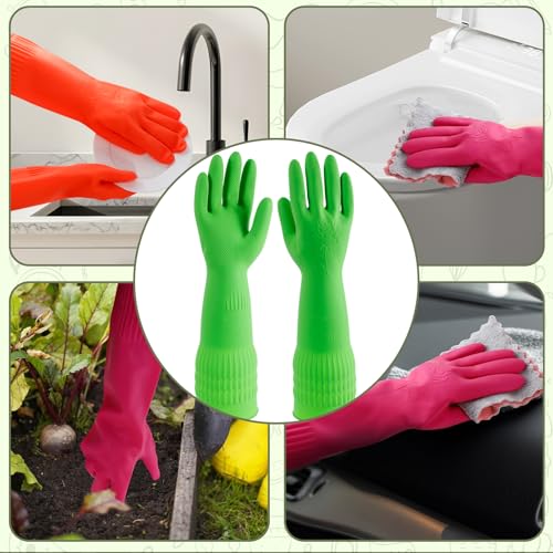 3 Pairs Rubber Dishwashing Gloves,Rubber Cleaning Gloves, Reusable Kitchen Glove for Household,Waterproof - size: Small