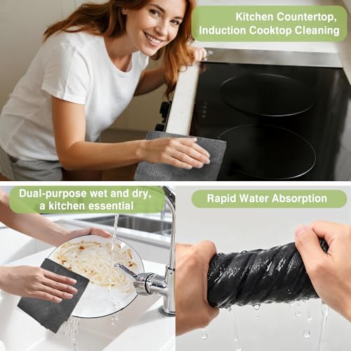 Thickened Magic Cleaning Cloth, Reusable Magic Cleaning Cloths for Glass, Streak Free Microfiber Magic Cleaning Cloth Reusable Rags for Kitchen, Windows, Mirrors, Cars (5)