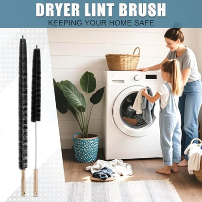 2 Pack Dryer Vent Cleaning Brush, Dryer Vent Cleaner Brush Set, Trap and Duct Lint Remover with Long Flexible Lint Brushes for Deep Cleaning to Remove Pet Hair & Lint, and Refrigerator Coil Cleaning