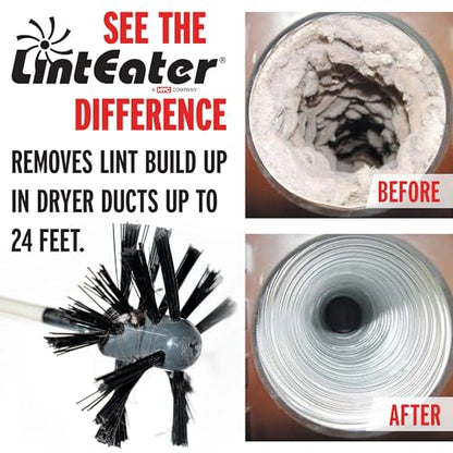 Gardus RLE24 LintEater Rotary Dryer Vent Cleaning System, Removes Lint, Extends Up to 24’ - style: 24' Screw-Connect Kit