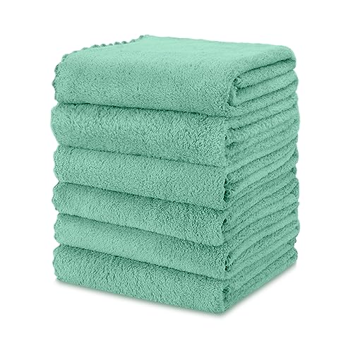 kimteny 6 Pack Microfiber Kitchen Dish Towel, 28 x 13 Inch Reusable Cleaning Cloth, 300 GSM Absorbent Towel for Dishes, Countertops & Sink (13x28-6 Pack, Green) - color: Green, size: 13x28 - 6 Pack