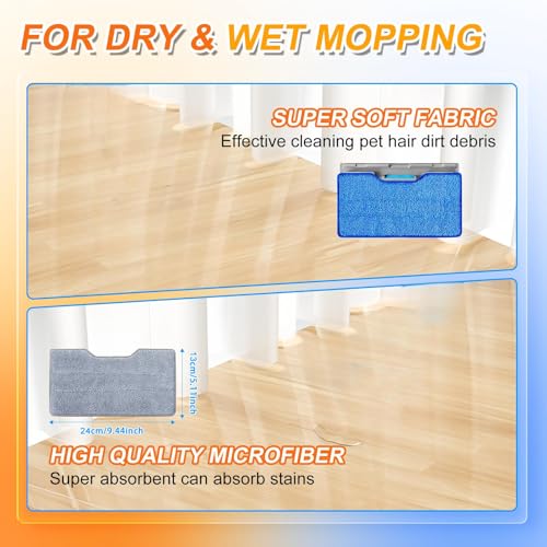 Reusable Replacement Pads Compatible with Shark Vac Pad VM252 VM251 VM200 VC205 VM250 VM200 VM200C VM190 VM250 QM250 VM190 VM200P12 Vacuum Mop Refills Upgraded Design of Dirt Chamber, 6+3+1 Pack - color: blue&grey,1+3+6 Pack