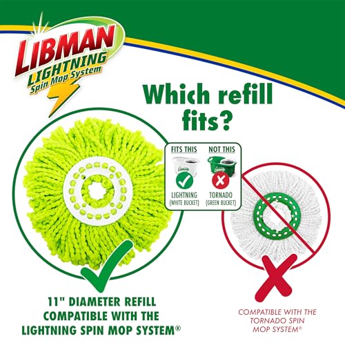 Libman Lightning Spin Mop System | Mop and Bucket with Wringer Set | Spin Mop | Mops for Floor Cleaning | Hardwood Floor Mop | 1 Total Mop Head Included - style: Spin Mop