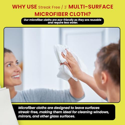 Microfiber Glass Cleaning Cloths, 6 Pack - 16" x 16" Lint-Free Window & Mirror Cleaning Towels, Streak-Free Reusable Cloths for Glass, Cars & Home - Just Use Water