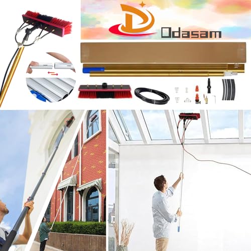 9m/30FT Water Fed Pole Kit with Telescopic Brush for Window Cleaning Commercial and Home Use Car Wash Brush Kit with 20m Water Supply Hose Includes Solar Panel Brush - color: Silver 55cm, size: 9m/30FT
