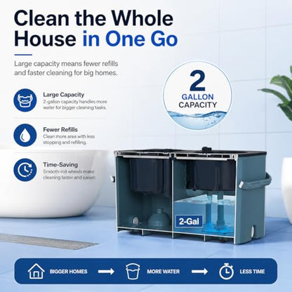 Spin Mop for Large Homes & Big Floor Cleaning, Clean & Dirty Water Separation Mop Bucket for Family & Pet Homes,4-Chamber System, Glide Wheels, Safe for Hardwood & Tile, Adjustable Handle, 6 Mop Heads - size: Blue/Grey+6 Mop Heads