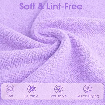 Microfiber Cleaning Cloth Roll - 100 Pack Tear Away Microfiber Paper Towels, Reusable, Washable, Scratch-Free, Kitchen Towels for Car, Home, Kitchen, Glass, Dishes (Light Purple) - color: Lightpurple