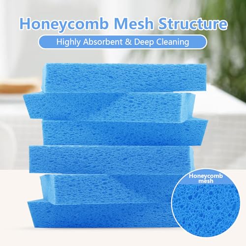 Cellulose Sponges, Large Size 4" x 6" x 1" - Heavy Duty Scrub Kitchen Sponge, Clean Tough Messes Without Scratching Kitchen Cleaning Pads, Pop Up Eco DIY (6 Pack), Blue - color: Blue