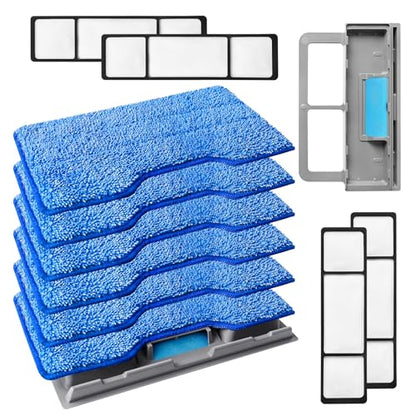 KEEPOW Reusable Mop Replacement Pads Compatible with Shark Vac Mop VM252 VM200 VM401 VM180 VM252GN VC205 VM250, Vacuum Mop Pads Refills for Hardwood Floor with Upgraded Dirt Chamber, Blue, 6+4+2 Pack - color: 6+4+2 Pack(blue)