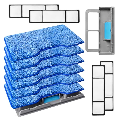 KEEPOW Reusable Mop Replacement Pads Compatible with Shark Vac Mop VM252 VM200 VM401 VM180 VM252GN VC205 VM250, Vacuum Mop Pads Refills for Hardwood Floor with Upgraded Dirt Chamber, Blue, 6+4+2 Pack - color: 6+4+2 Pack(blue)