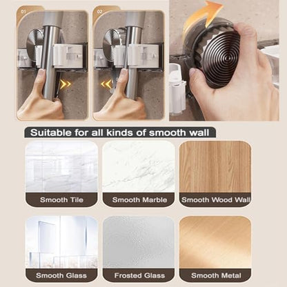 6PCS Broom Holder Mop Hanger Wall Mount, No Drill Suction Cup Mop and Broom Organizer with Hooks, Space Saving Adjustable Rack Removable Mop Clip for Bathroom, Kitchen, Garage, Laundry Room
