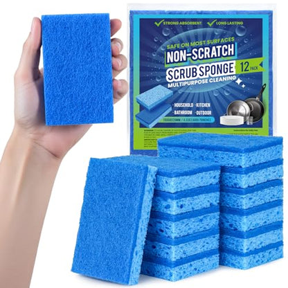 Metflavor Kitchen Sponges, 12 Count, Non-Scratch Scrub Sponge, Dual Sided Cleaning Sponges for Dishes, Kitchen, Bathroom - size: 12 Pack