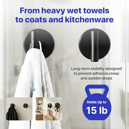 HOME SO Suction Cup Hooks for Shower & Bathroom Towel Holder 2-Pack – Suction Cups Hooks for Hanging Towels, Robes, & Coats - Tiles, Glass Door or Mirror – Shower Hooks & Towel Hooks - Black T-Shape - style: Matte Black