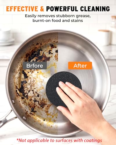 Stainless Steel Sponge Suitable for Stainless Steel Surfaces Zero Chemicals Emery Sponges Long-Lasting for Heavy Duty Burnt-On Stain Removal (4-Pack)