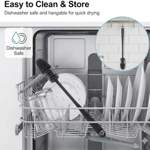 Silicone Bottle Cleaning Brush Long Handle Narrow Neck Water Bottle Cleaner Kitchen Glassware Scrubber Tool