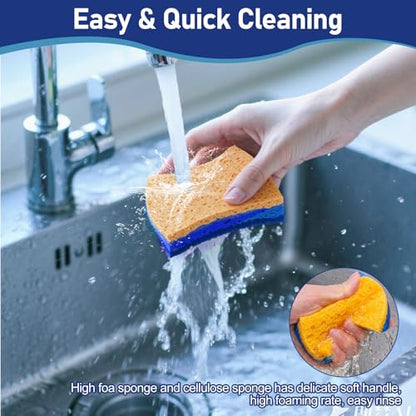 6Pcs Cleaning Sponges, Non-Scratch Scrub Dish Sponge Safe on Non-Stick Cookware, Dual Sided Cleaning Sponges for Kitchen, Household, Bathroom(Irregular,Blue) - color: Irregular,blue
